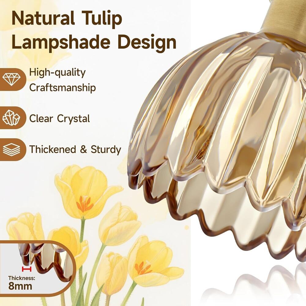 20" 3-Light Brushed Brass Bathroom Vanity Light with Amber Glass Shades - Picture 6 of 6